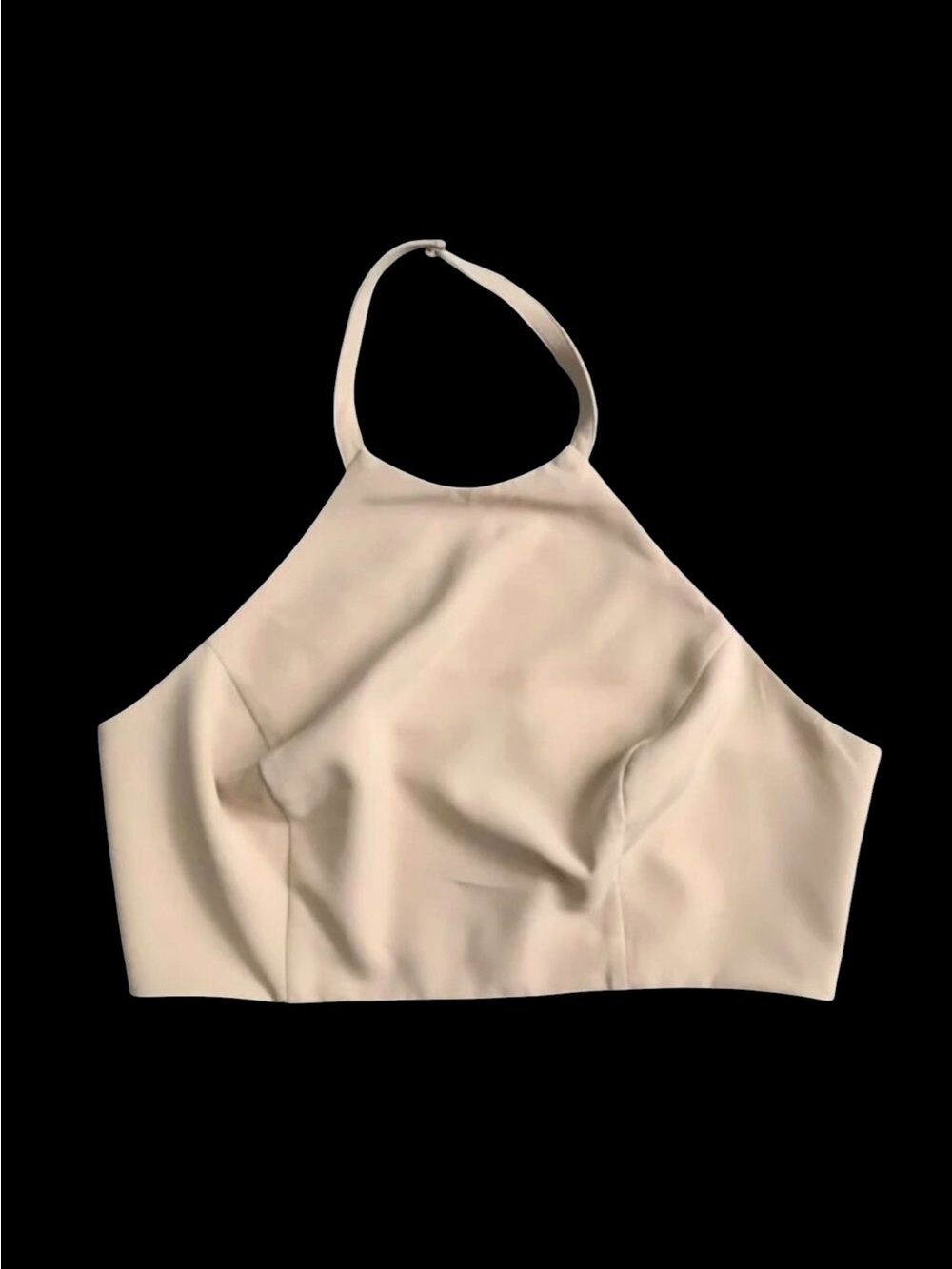Bebe Womens Size 12 Beige Halter Crop Top Sleeveless Clubwear Going Out